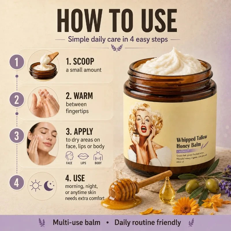 Lavender Whipped Beef Tallow Honey Moisturizer